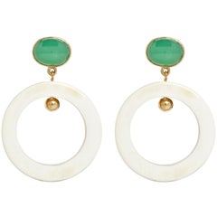 Fouche Chrysoprase Dangle Hoop Horn Earrings