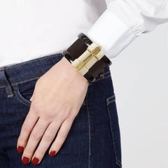Cuff Bracelet Art Deco Gold Horn Wood Emerald Ruby Sapphire