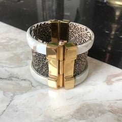 Fouche Cuff Bracelet Bespoke Horn Gold Emerald Leopard Wood Ruby