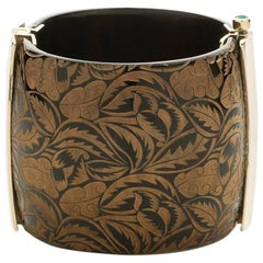 Fouche Cuff Bracelet Horn Art Deco Emerald