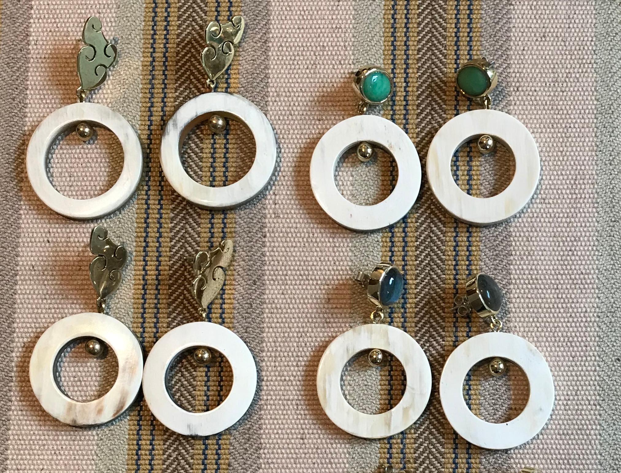 Contemporary Fouche Earrings Dangle Hoop Labradorite For Sale
