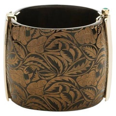 Fouche Horn Emerald Art Deco Cuff Bracelet