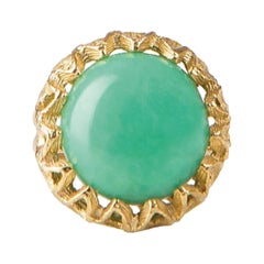 Fouche Solitaire Cocktail Chrysoprase Gold Ring