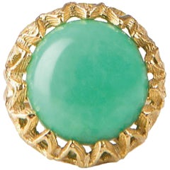 Fouche Solitaire Cocktail Chrysoprase Gold Ring