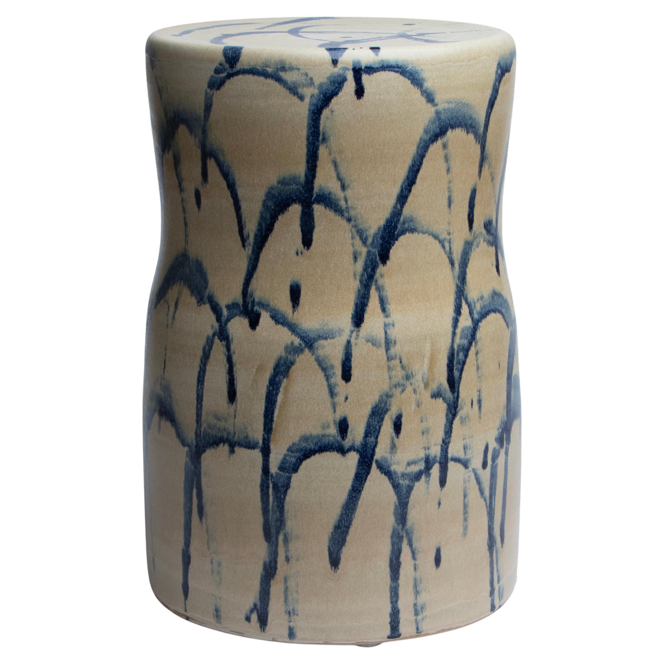 Fouettis 02 Glazed Stoneware Stool by Pascale Girardin