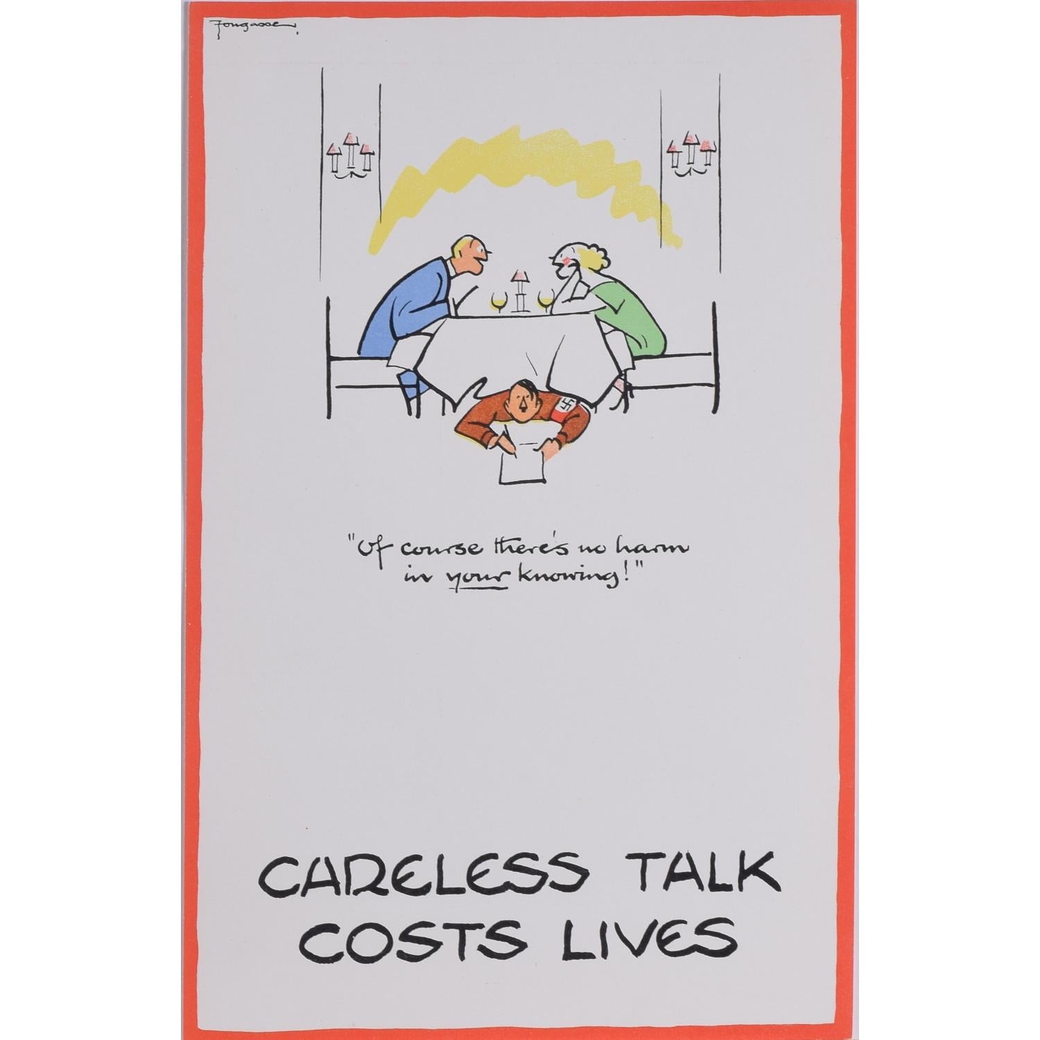 Print de Fougasse (Cyril Kenneth Bird) - Los descuidos cuestan vidas "Fougasse" Cyril Kenneth Bird Cartel de la 2ª Guerra Mundial