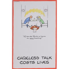 Careless Talk Costs Lives 'Fougasse' Cyril Kenneth Bird World War 2 Poster