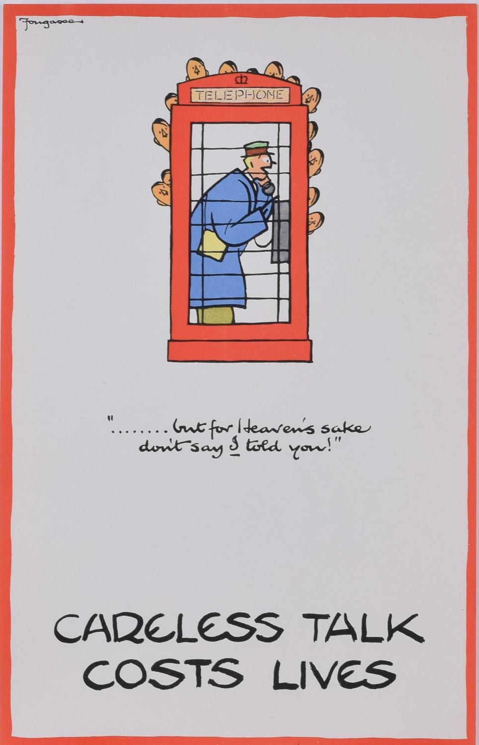 Fougasse (Cyril Kenneth Bird) Print - Careless Talk Costs Lives 'Fougasse' Cyril Kenneth Bird World War 2 Poster
