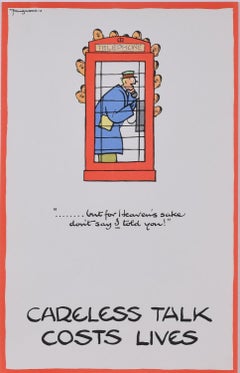 Careless Talk Costs Lives 'Fougasse' Cyril Kenneth Bird World War 2 Poster