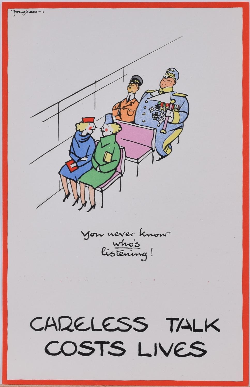 Fougasse (Cyril Kenneth Bird) Print - Careless Talk Costs Lives 'Fougasse' Cyril Kenneth Bird World War 2 Poster