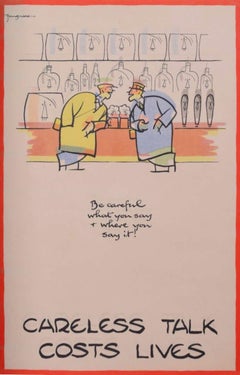 Used 'Fougasse' Careless Talk Costs Lives Cyril Kenneth Bird World War 2 poster