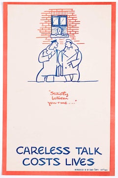 Careless Talk Costs Lives 'Fougasse' IV Army Corps Edition World War 2 Poster