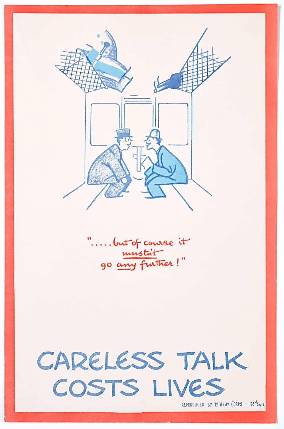 Fougasse (Cyril Kenneth Bird) Print – Careless Talk Costs Lives 'Fougasse' IV Army Corps Edition, Zweiter Weltkrieg, Poster