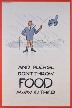 Fougasse 1941 large poster: And please don't throw food away either (Navy)