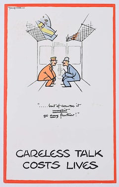 Fougasse' Los descuidos cuestan vidas Cyril Kenneth Bird Cartel de la 2ª Guerra Mundial