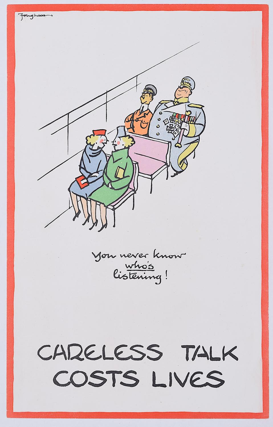 Fougasse (Cyril Kenneth Bird) Print - 'Fougasse' Careless Talk Costs Lives Cyril Kenneth Bird World War 2 poster
