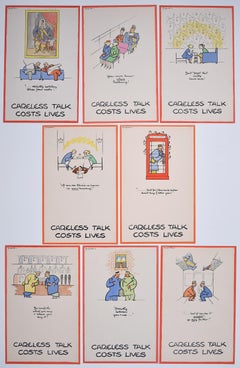 Fougasse Careless Talk Costs Lives - Ensemble complet d'affiches originales de la Seconde Guerre mondiale datant d'environ 1940