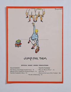 Vintage 'Fougasse', Jump for Them - Official Rugby Union Publications Poster