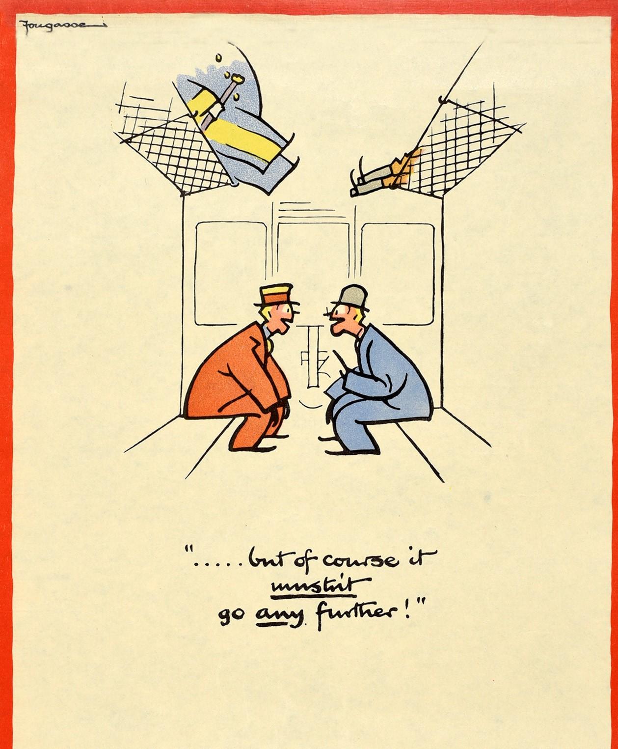 Original Vintage Poster Careless Talk Costs Lives WWII Train Design Warning - Print by Fougasse (Cyril Kenneth Bird)