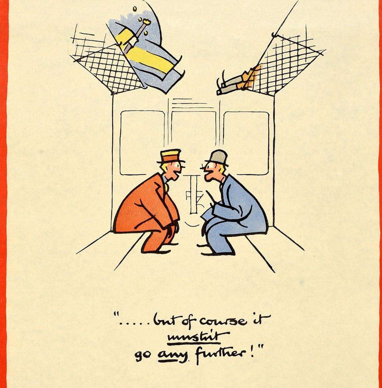 Original Vintage Poster Careless Talk Costs Lives WWII Train Design Warning - Orange Print by Fougasse (Cyril Kenneth Bird)