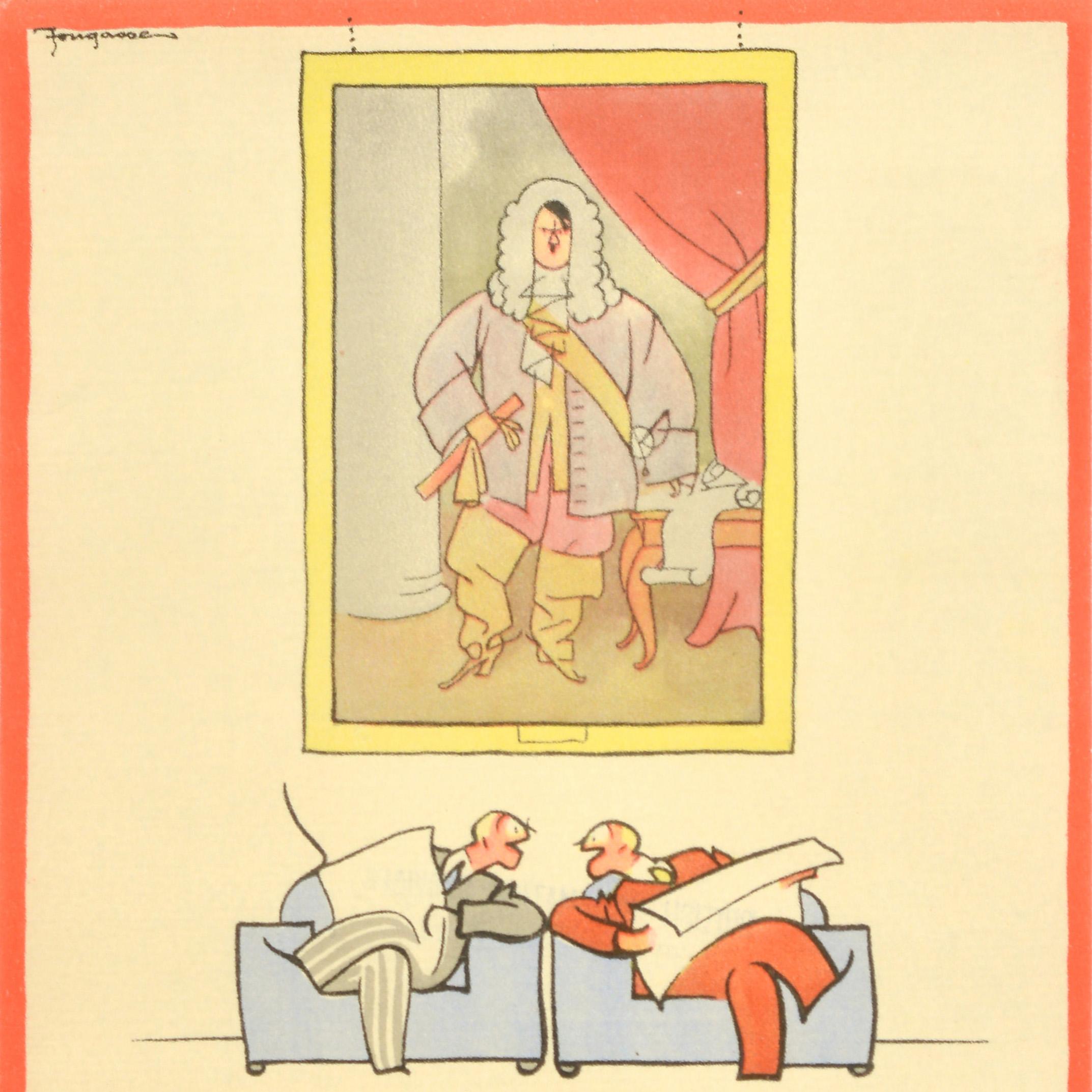 Original Vintage War Poster Careless Talk Costs Lives Four Walls WWII Fougasse - Orange Print by Fougasse (Cyril Kenneth Bird)