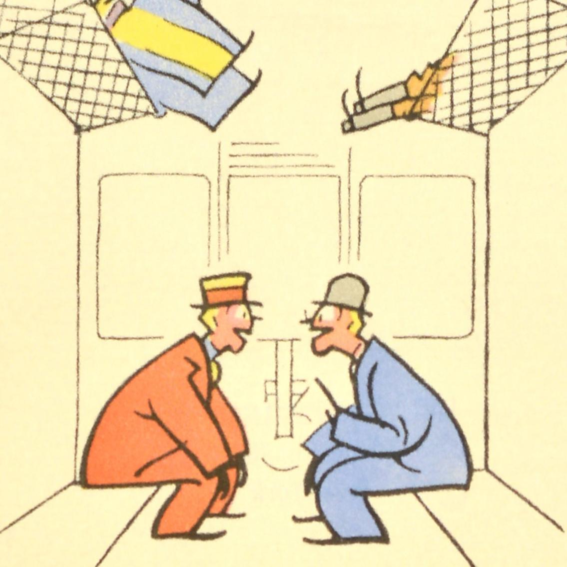 Original Vintage War Poster Careless Talk Costs Lives Go Any Further WWII Train - Print by Fougasse (Cyril Kenneth Bird)