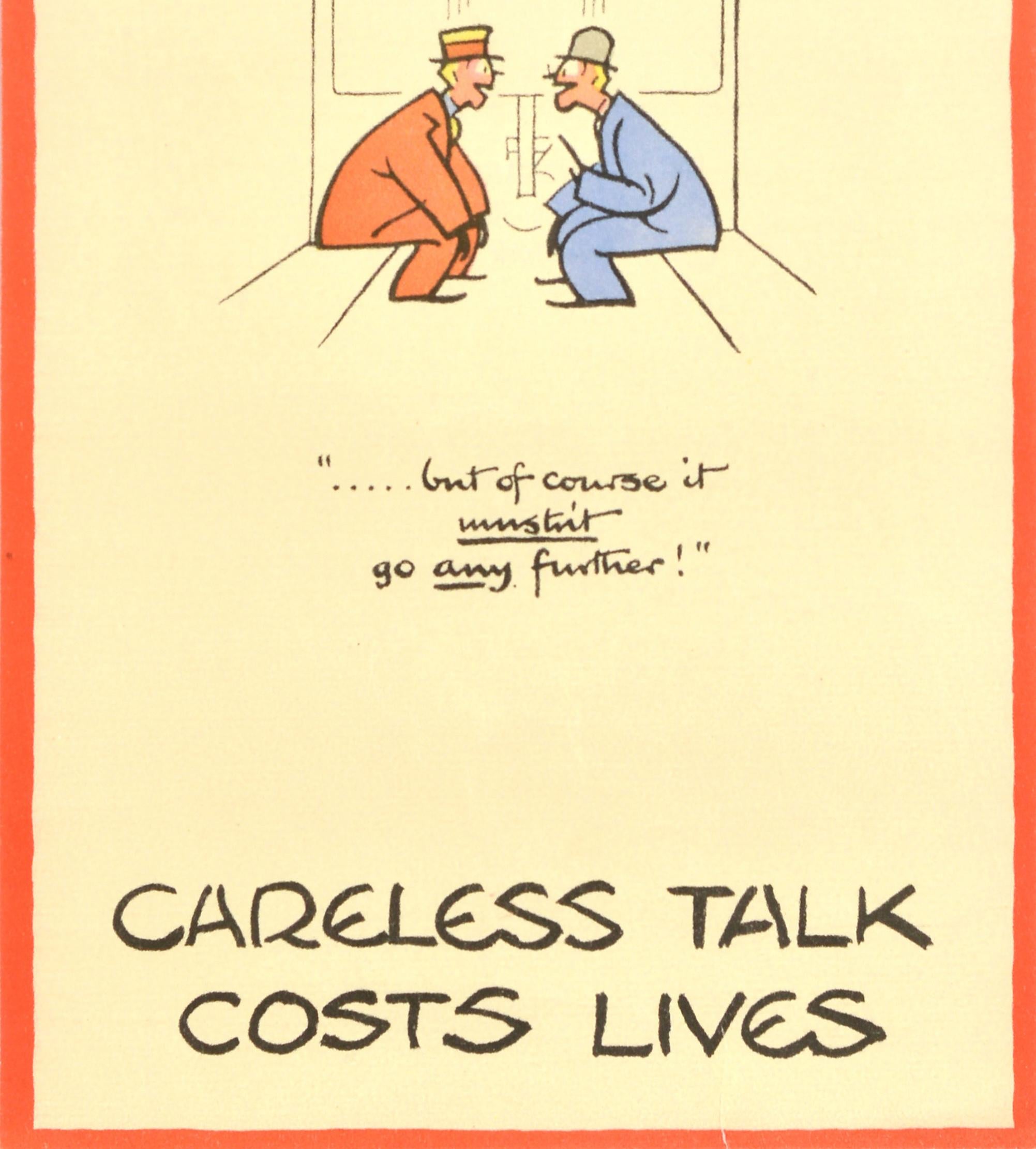 Original Vintage War Poster Careless Talk Costs Lives Go Any Further WWII Train 1