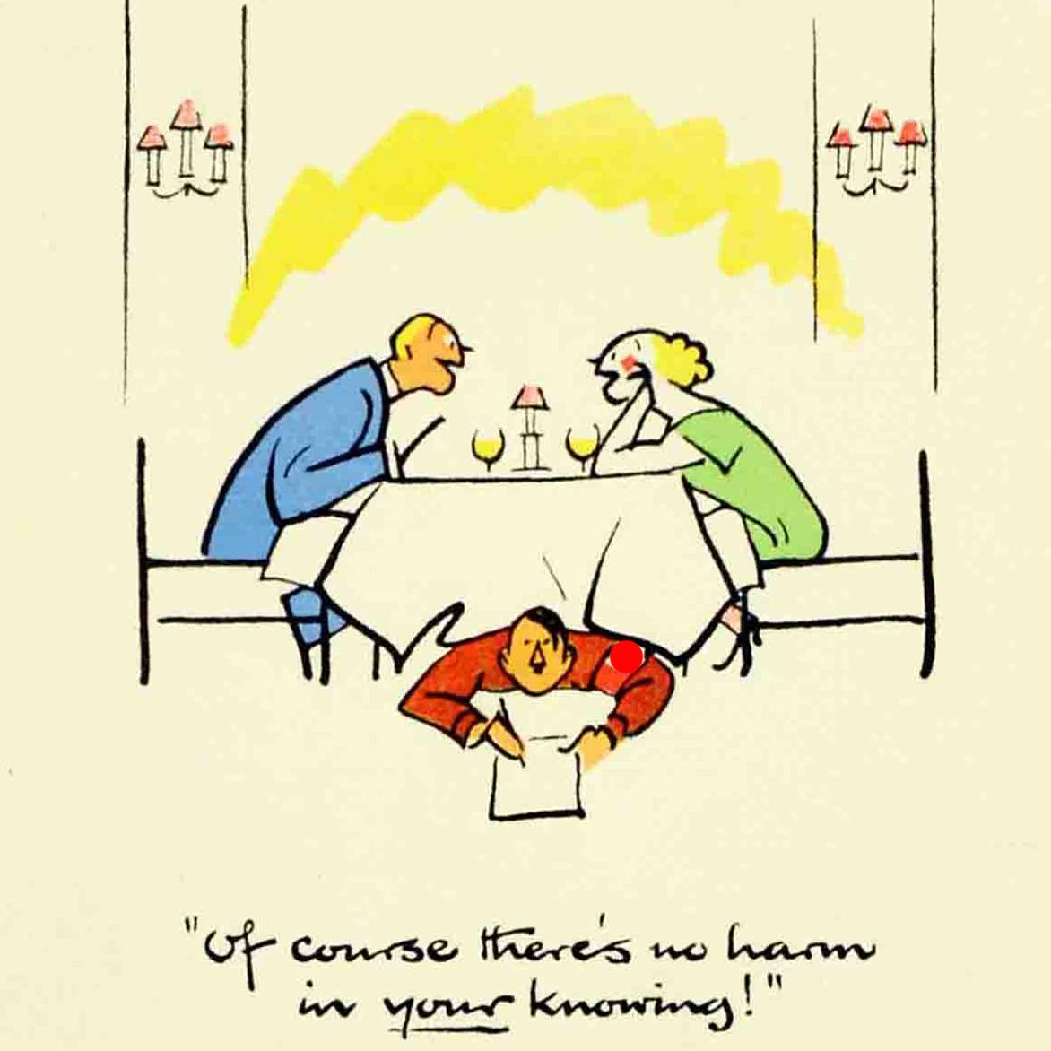 Original Vintage WWII Poster Careless Talk Costs Lives No Harm Hitler Fougasse - Print by Fougasse (Cyril Kenneth Bird)