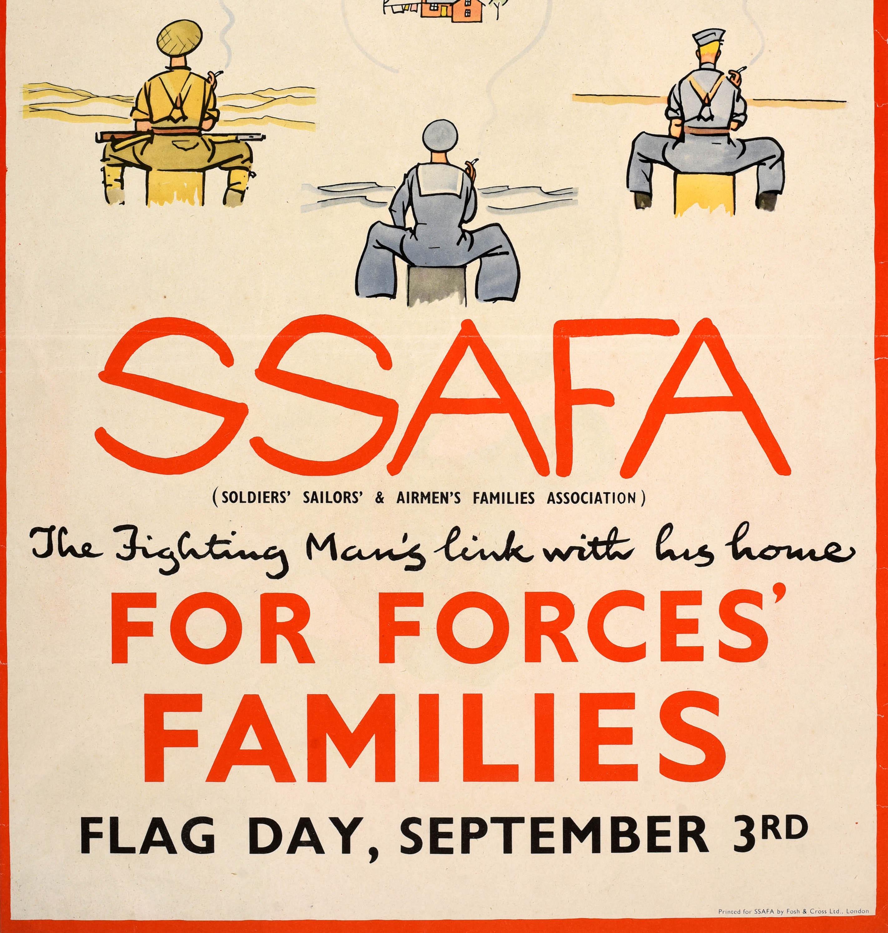 Original Vintage WWII Poster SSAFA Soldiers Sailors Airmen Families Association - White Print by Fougasse (Cyril Kenneth Bird)
