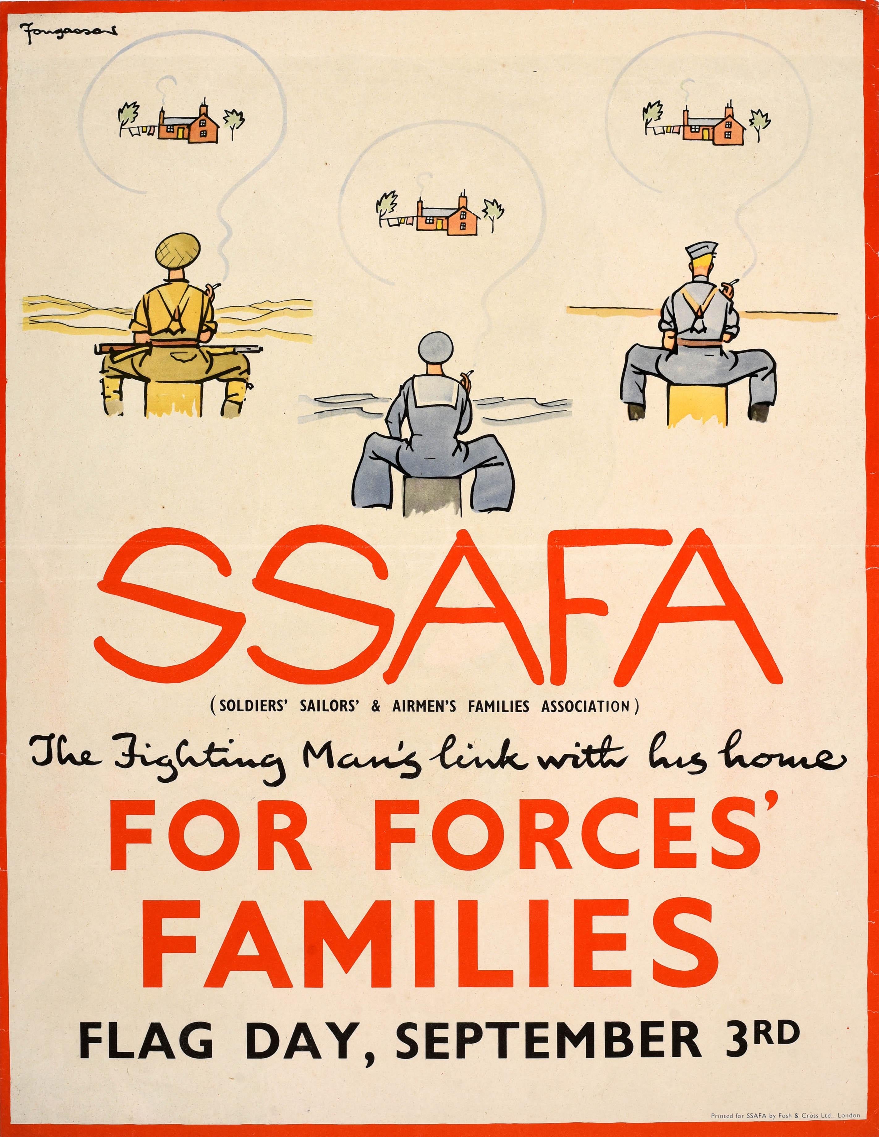 Fougasse (Cyril Kenneth Bird) Print - Original Vintage WWII Poster SSAFA Soldiers Sailors Airmen Families Association