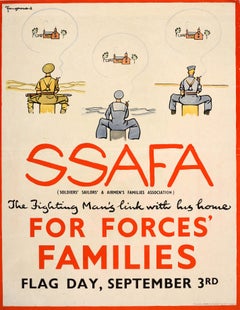 Original Vintage-Poster aus dem Zweiten Weltkrieg, SSAFA Soldaten, Matrosen, Airmen, Familie, Vereinigung, SSAFA