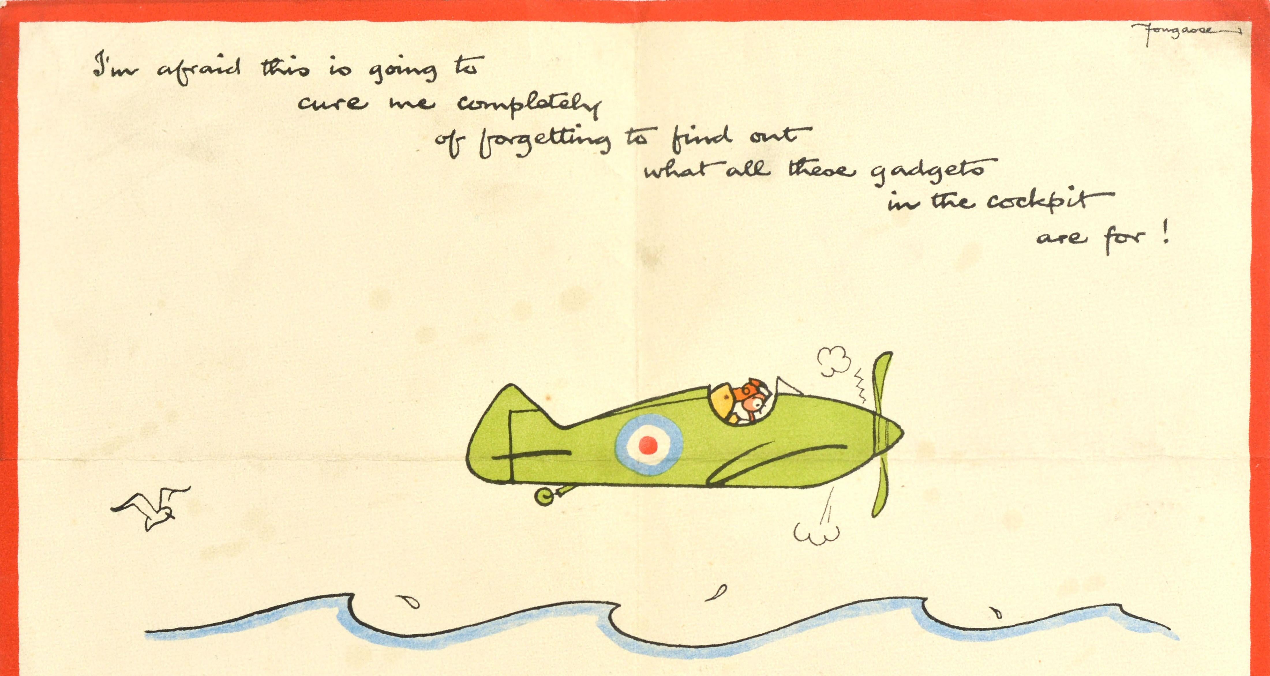 Original Vintage WWII War Poster Once Is Too Often RAF Air Force Pilot Fougasse - Print by Fougasse (Cyril Kenneth Bird)