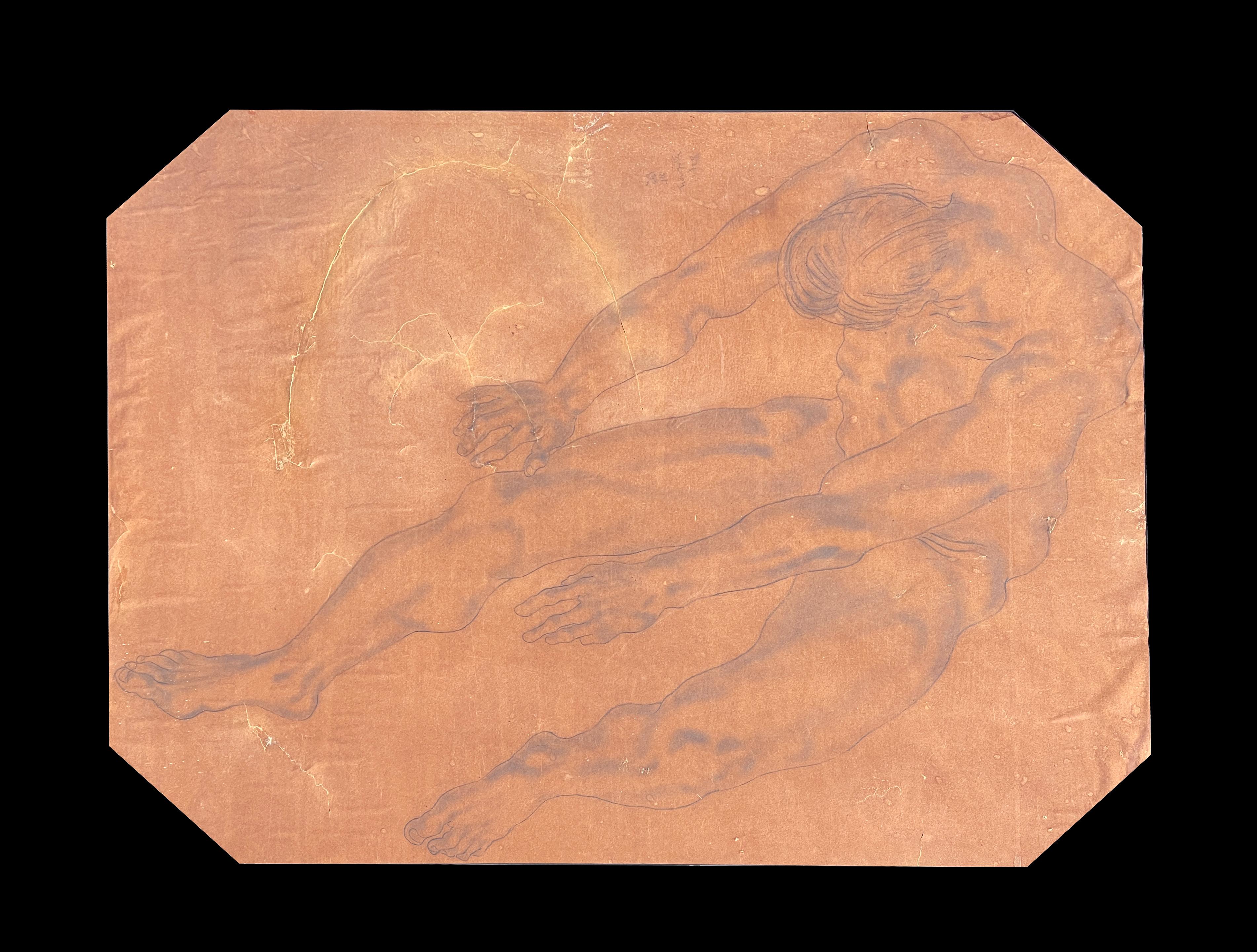 FOUJITA Léonard Tsuguharu - Original drawing - Nude man - Athlete 1928 In Fair Condition For Sale In Encino, CA