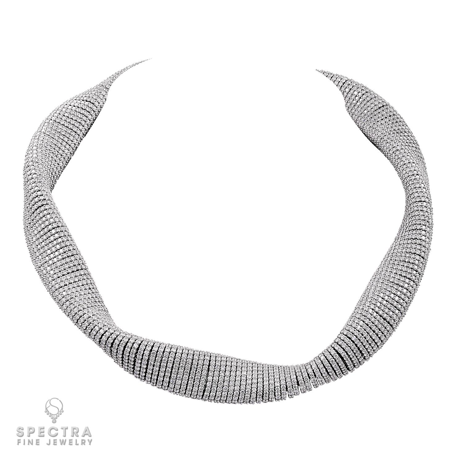 Contemporary Diamond Stretchy Foulard Necklace For Sale