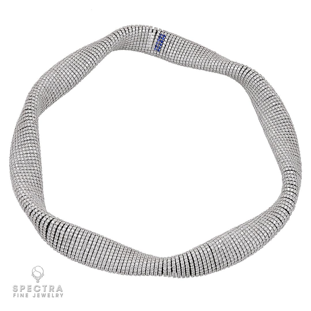 Round Cut Diamond Stretchy Foulard Necklace For Sale