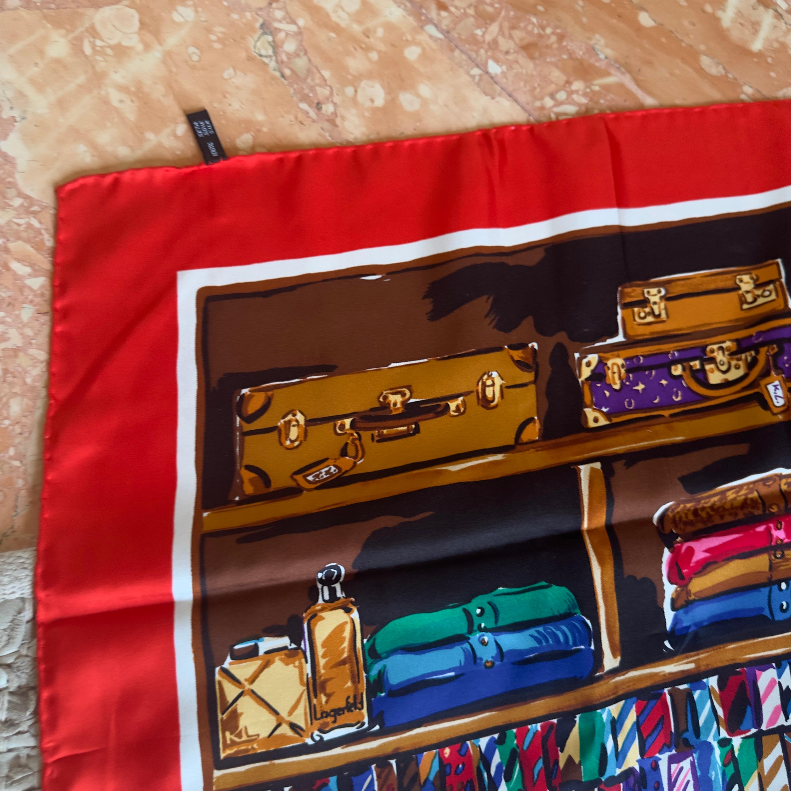 Pañuelo Karl Lagerfeld de seda roja con estampado de vestuario masculino, nuevo en venta 4