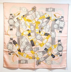 New Le must de Cartier silk salmon scarf with precious watches designed