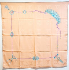 New Le must de Cartier silk salmon scarf with precious jewels designed