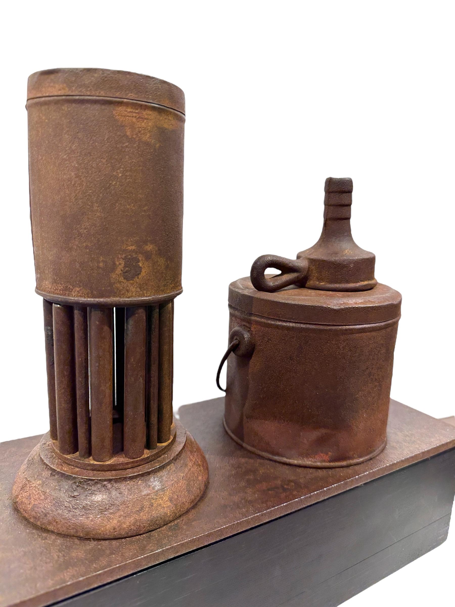 Contemporary Found and Salvaged Industrial Objects, Metal Sculpture on Base For Sale