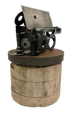 Found and Salvaged Steel Structure on a Steel & Wooden Circular Base