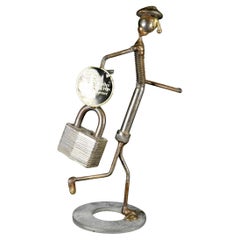 Found Art by Sonny Dalton Mixed Media Desk Sculpture Man Headed To The Office