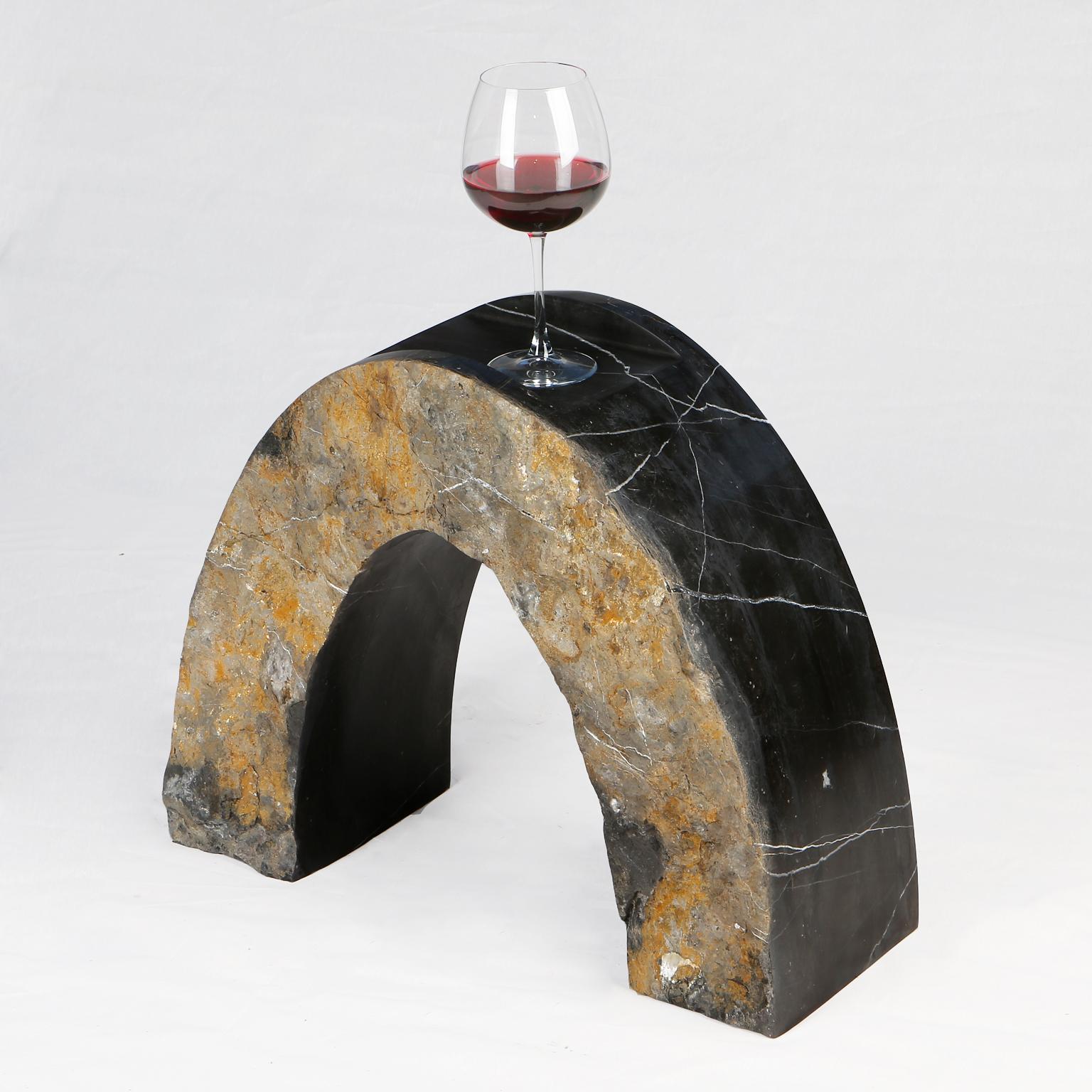 Turkish Found II Black Marble Side Table No.2 by A Space