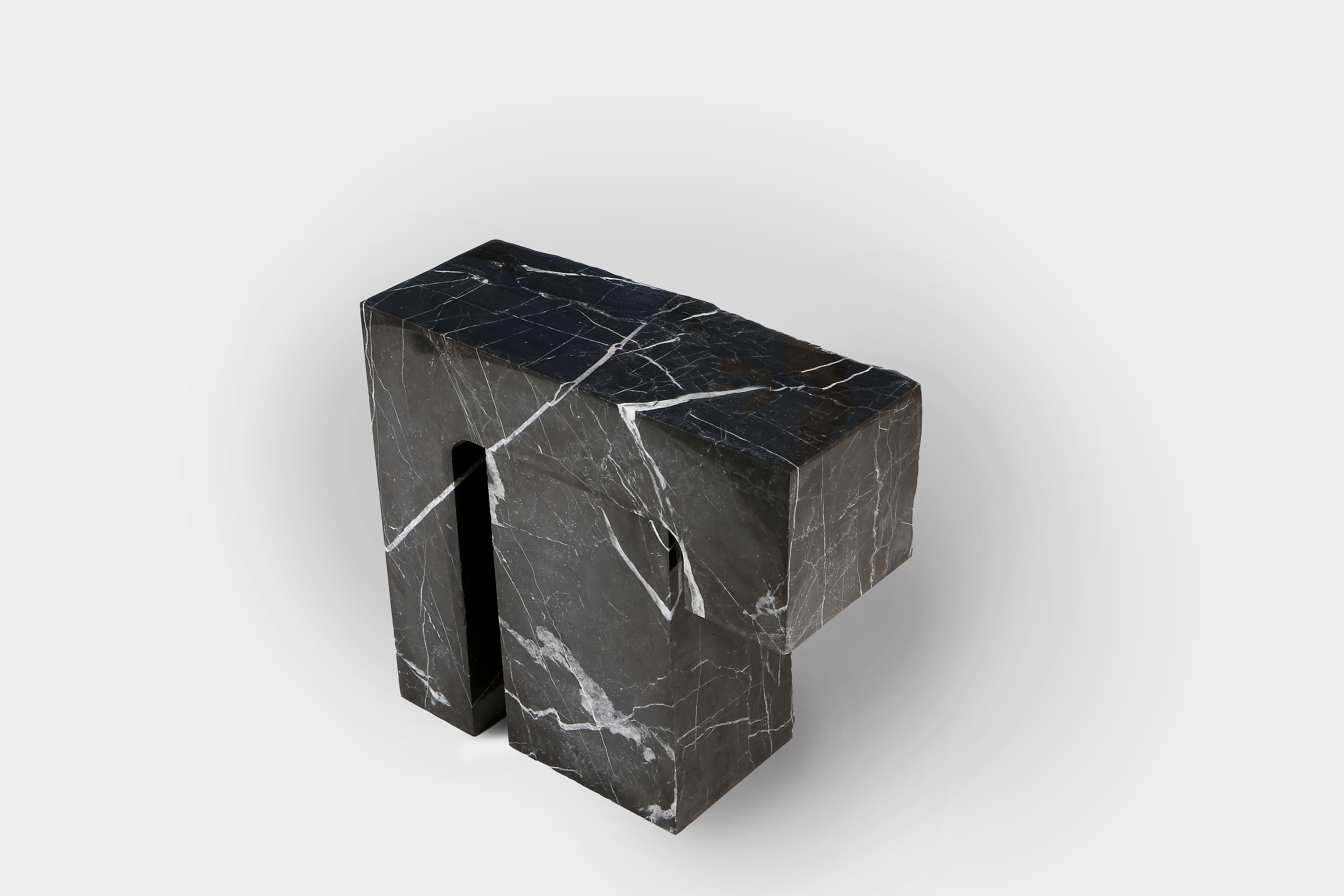 Minimalist Found II Black Marble Side Table No.5 by A Space