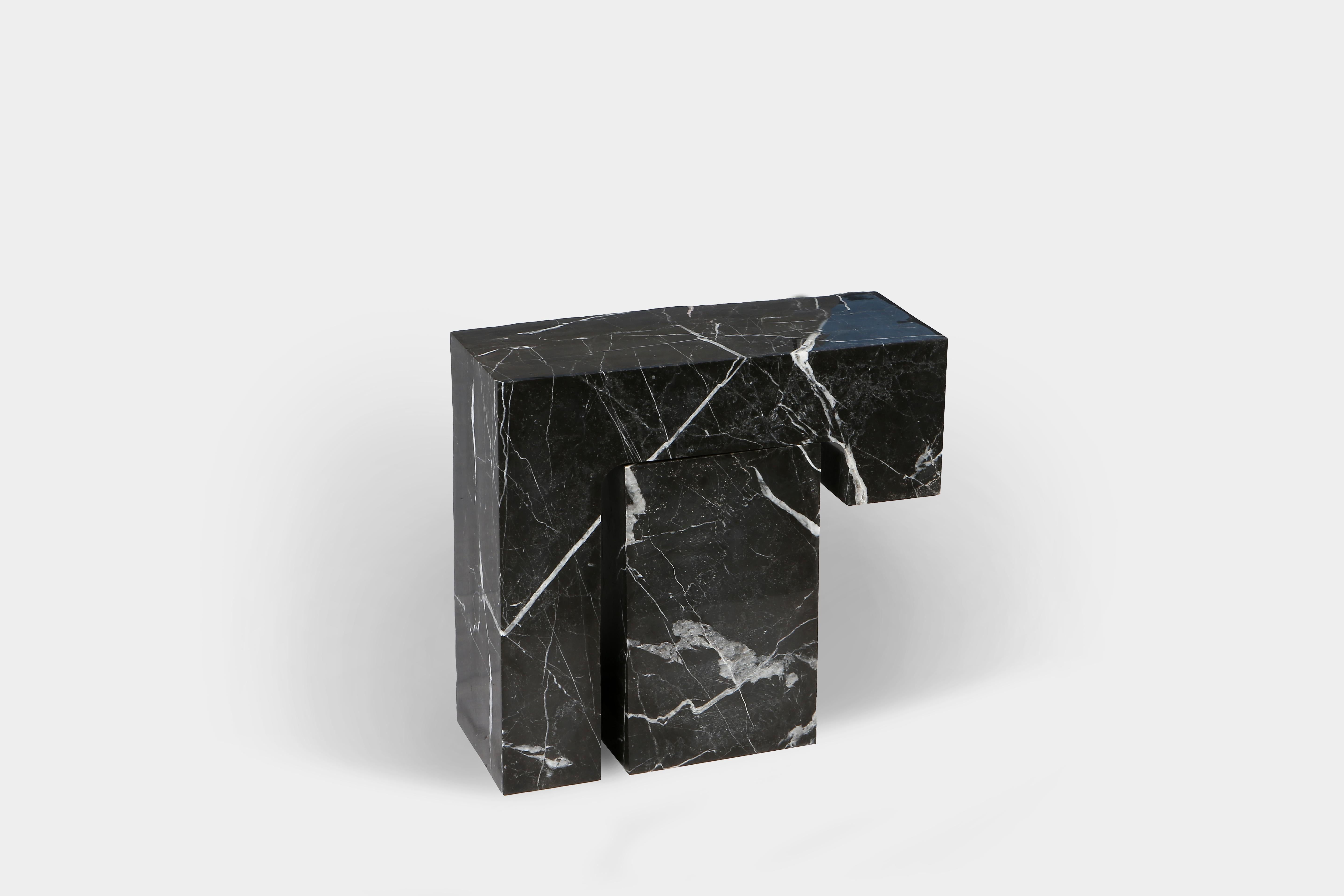 Turkish Found II Black Marble Side Table No.5 by A Space