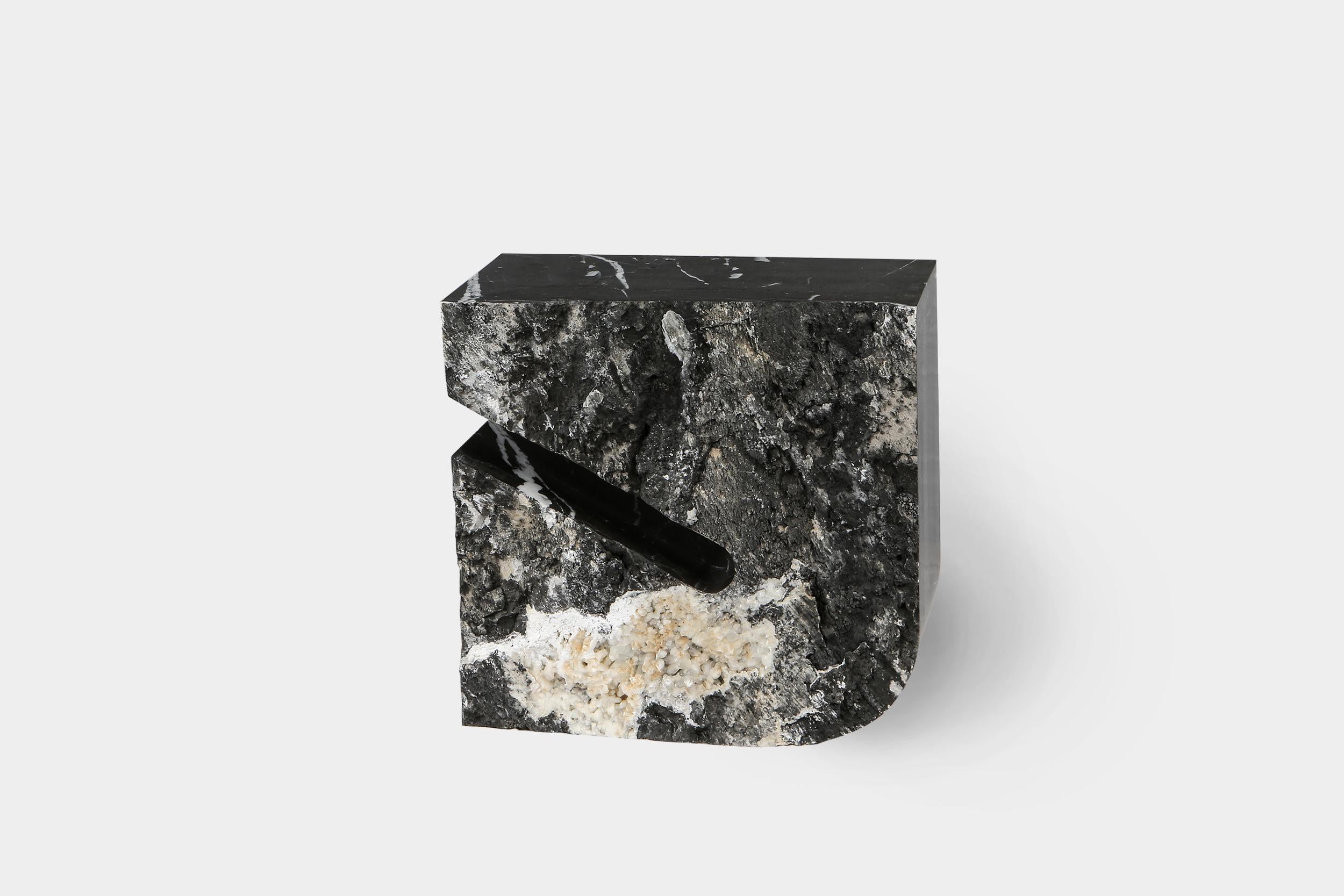 Found II side table No.2 by A Space
Dimensions: D 48 x W 25 x H 48cm
Materials: Marble

Spontaneity, environmental awareness and the primeval nature of the materials are central themes explored in this collection, which focuses on the power of