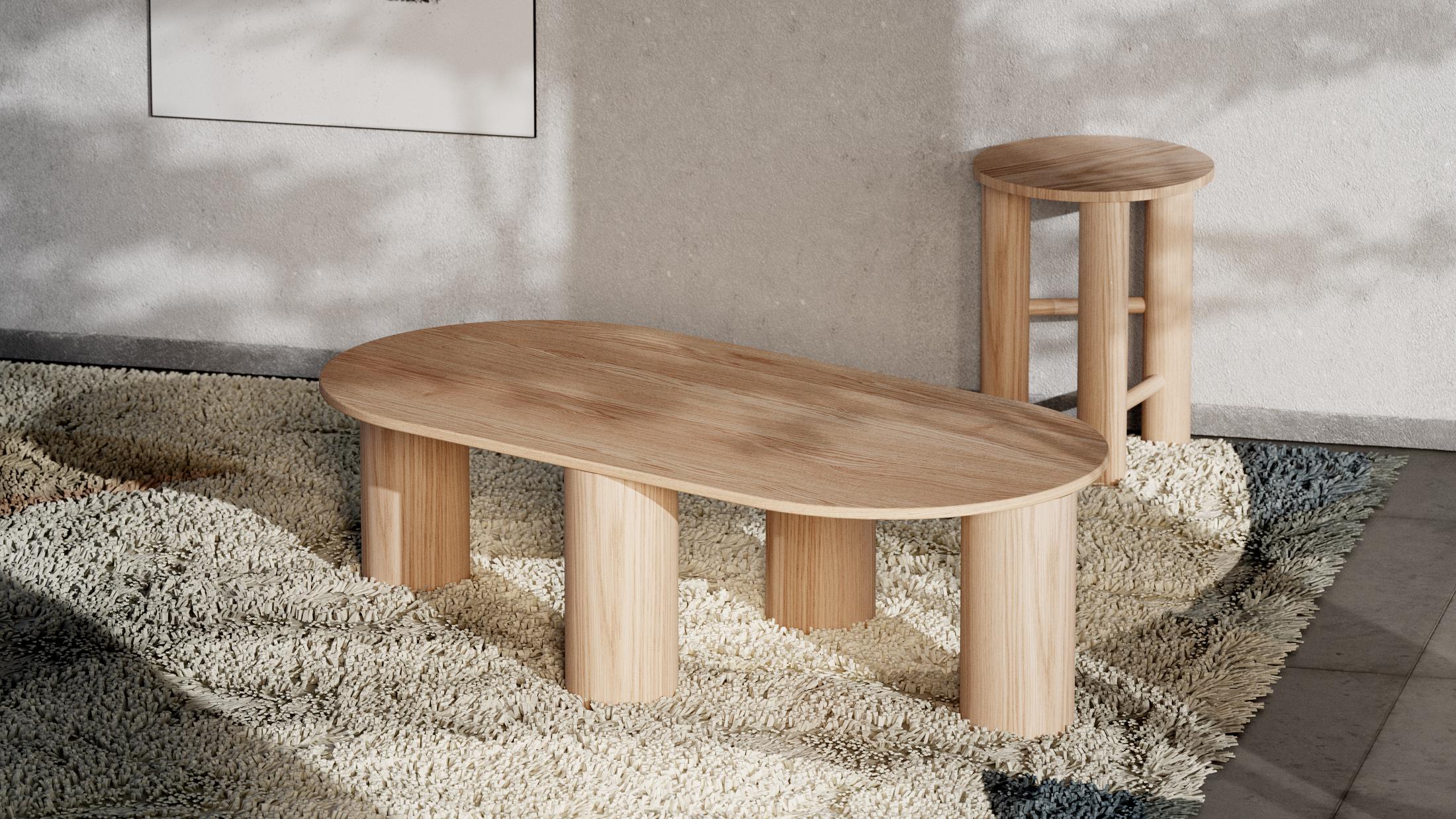 Canadian Medium Living Room Table in Oak, Color Natural Oak For Sale