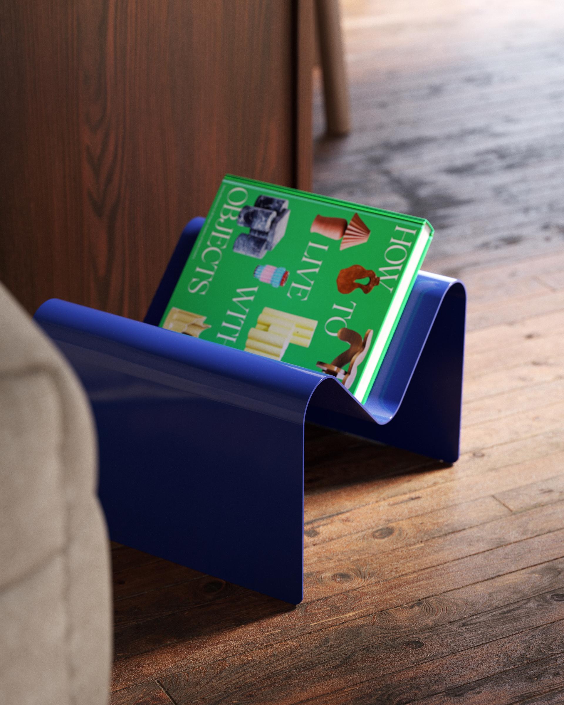 Canadian Book Display in Steel, Color Blue For Sale