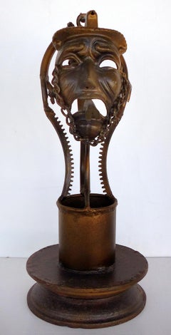 Found Objects Sculptures of Comedy and Tragedy Theater Masks by Dewey Smith