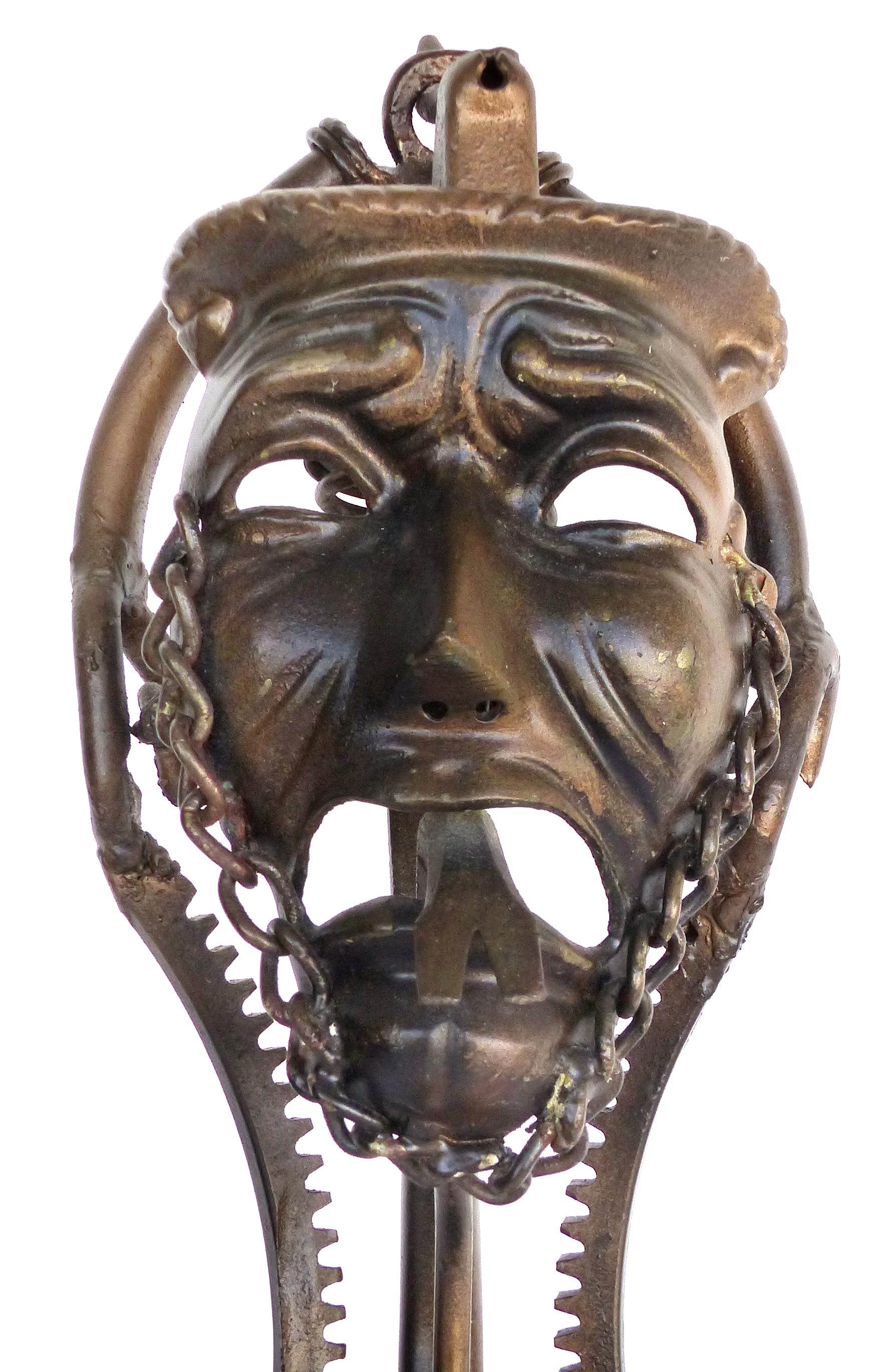 20th Century Found Objects Sculptures of Comedy and Tragedy Theater Masks by Dewey Smith