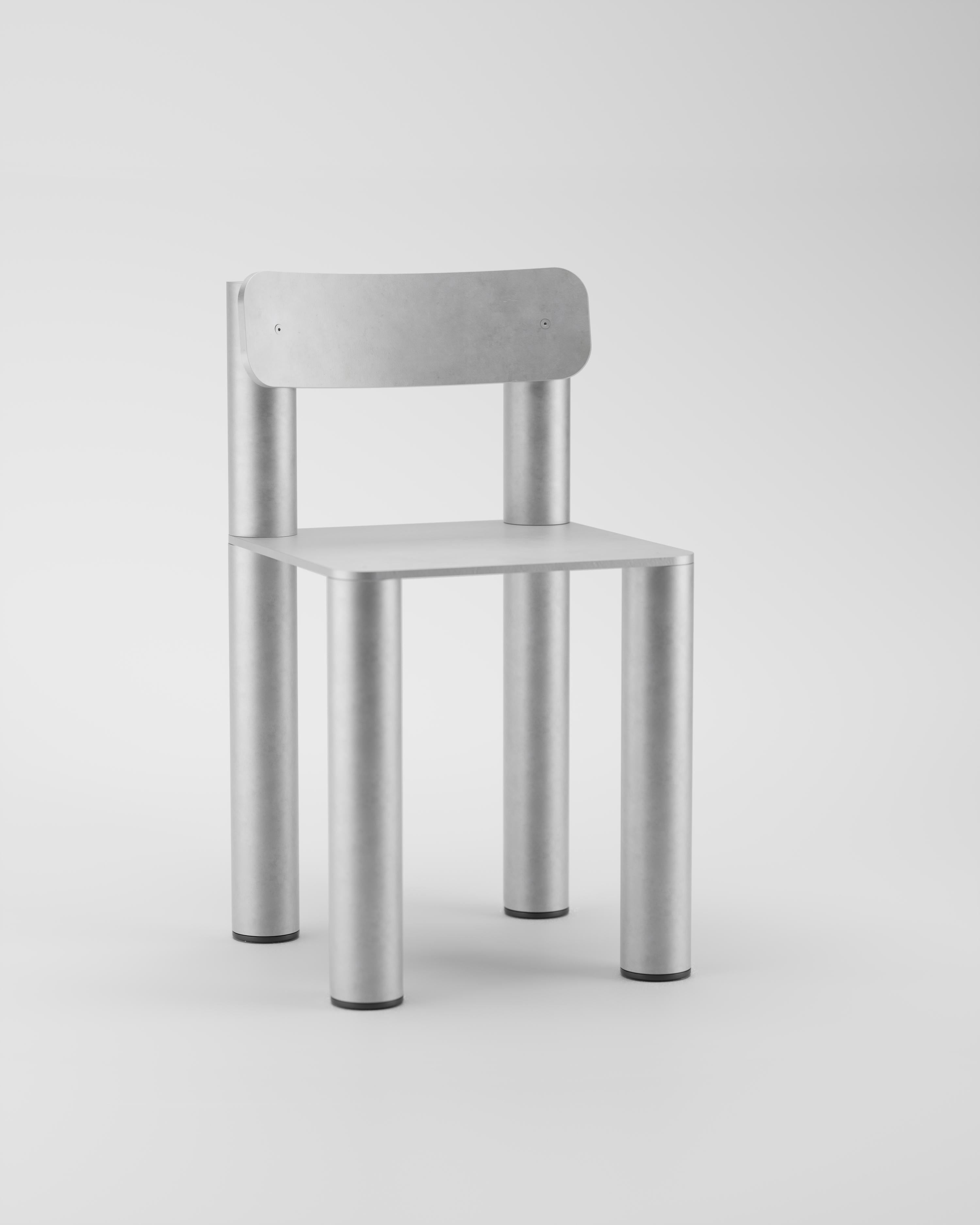 Machine-Made Found - Silo Dinning Chair, Aluminum, Beige For Sale
